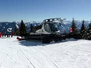 Snow groomer awaits its deployment