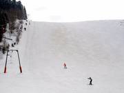 Moguls can also form on the steep slope.