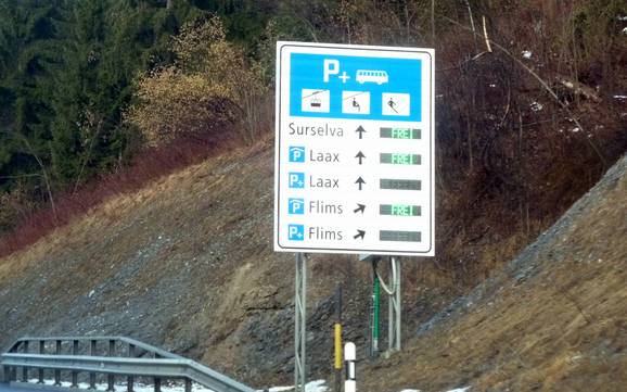 Flims Laax Falera: access to ski resorts and parking at ski resorts – Access, Parking Laax/Flims/Falera
