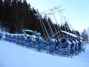 Snow cannons are waiting for their next use