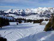 Tracks in the deep snow at Gamserrugg