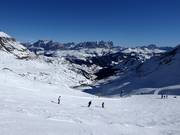 View over the Arabba ski area from Passo Pordoi