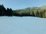 Red slope with blue slope on the right side