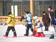 Beginners on their way to the slope