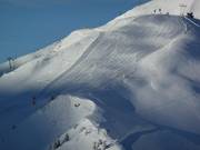 Freshly groomed slope in Adelboden