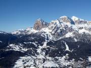 View of the slopes between Pomedes (2303 m), Duca d'Aosta (2098 m), and Col Druscie (1770 m)