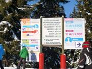 Large information board at the Derby ski lift