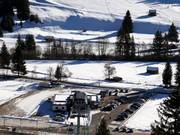 Cross-country trails at the valley station in Pera di Fassa