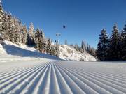 Perfectly groomed slope in the ski resort of Galsterberg