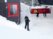 The friendly staff is present at the exit.