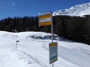Bus stop in the middle of the ski resort