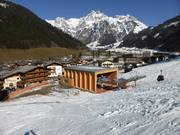 The Dorfbahn starts at the edge of Werfenweng village.