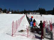 Long conveyor belt in the Ski Center Malina