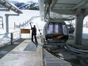 The staff always assists with boarding the gondola lift.