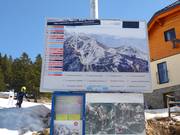 Piste map showing updated information at the mountain station