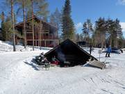 Open fire pit in the ski area