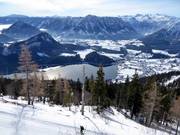 View from the Loser ski area over Lake Altaussee