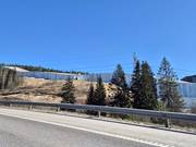 View from the E6 road of the SNØ indoor ski hall near Oslo