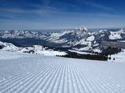 Perfectly groomed slope in Stoos