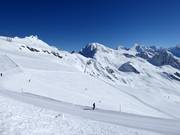 View over the freeride slopes in the Lauchernalp ski area