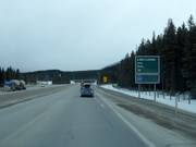 Exit for the Lake Louise ski resort on the Trans-Canada Highway
