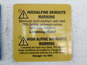 High Alpine Ski Route Warning