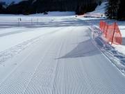 Perfectly groomed slope in the Carezza ski area