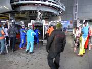 Staff is present at the gondola lift entrances