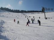 The lower part of the main slope can be managed by most beginners after two hours of ski lessons.