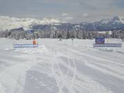 Start of the 5.5 km long, very easy connecting slope between Mont Bisanne and Crest Voland