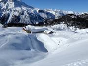 View of the reservoir pond at Alp da Munt