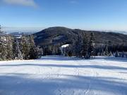 Start of the slopes from the mountain station of the Schwaigbahn