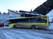 Ski bus at the valley station of the Brunnalmbahn