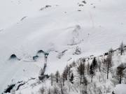 View of the glacier terminus Mer de Glace
