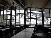 Self-service restaurant with a view of the slopes