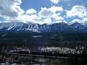 View from Highway 1 of the Kicking Horse ski area