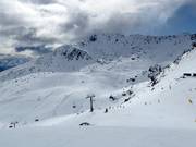View of the slopes and the snow park in the Sugar Bowl