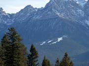 View of the Fairmont Hot Springs ski area from the highway