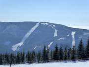 View of the ski slopes at Pláň and Hromovka