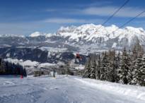 ski resort Schladming – Planai/​​Hochwurzen/​​Hauser Kaibling/​​Reiteralm (4-Berge-Skischaukel) - View from the Planai to the Dachstein
