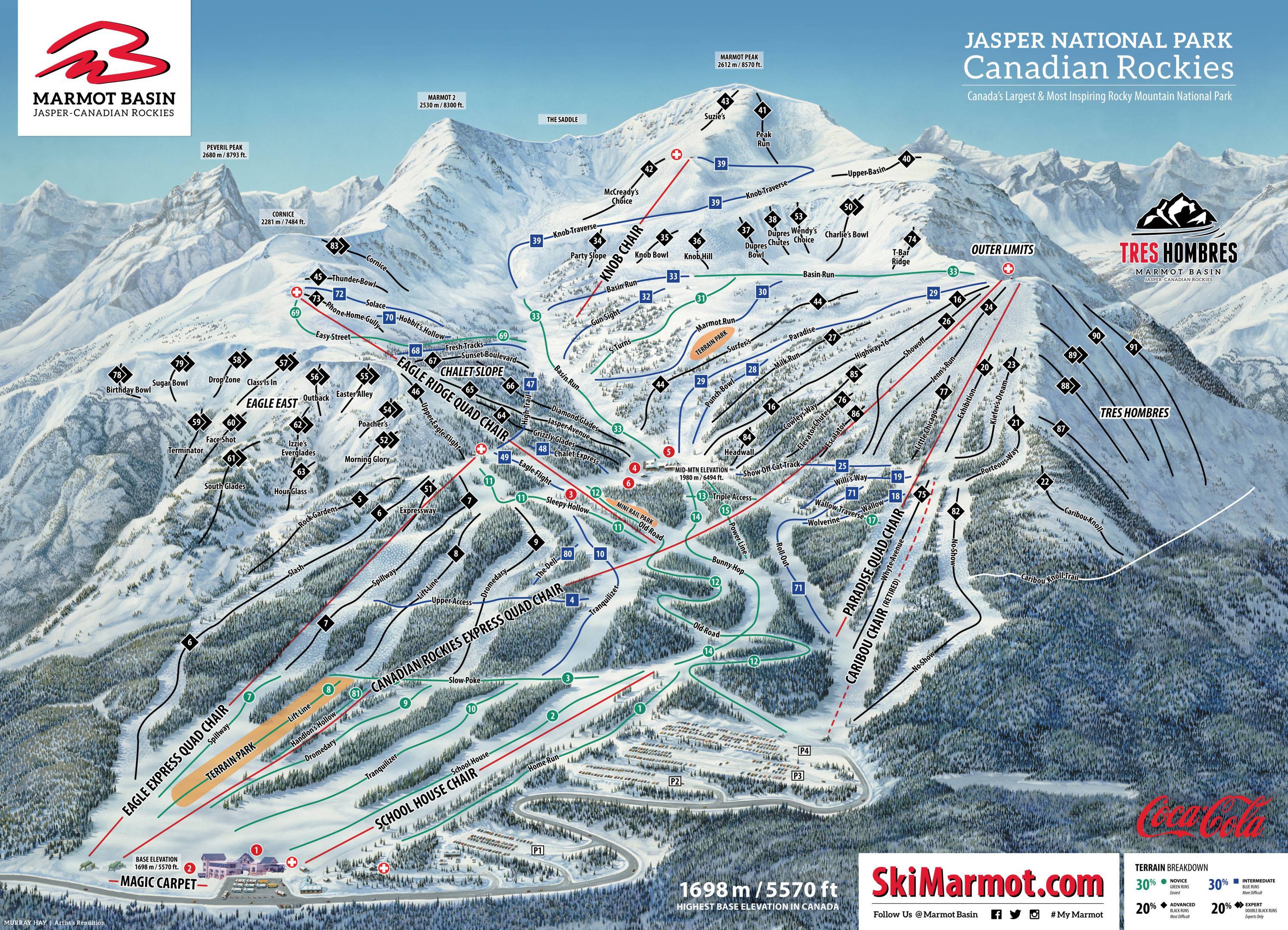 A Basin Ski Map Trail Map Marmot Basin – Jasper