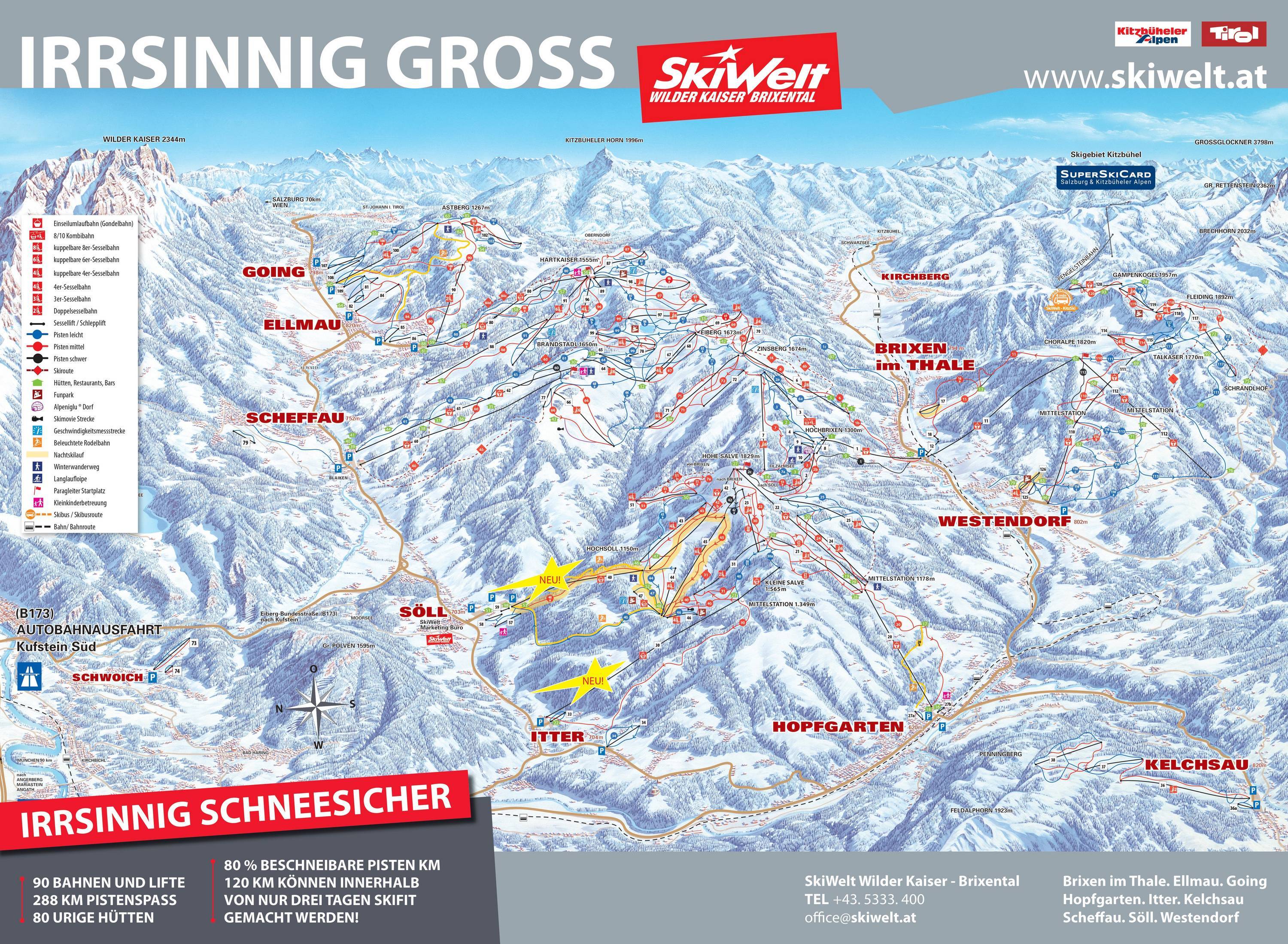 Orientation Skiwelt Wilder Kaiser Brixental Information Boards Sign Postings 