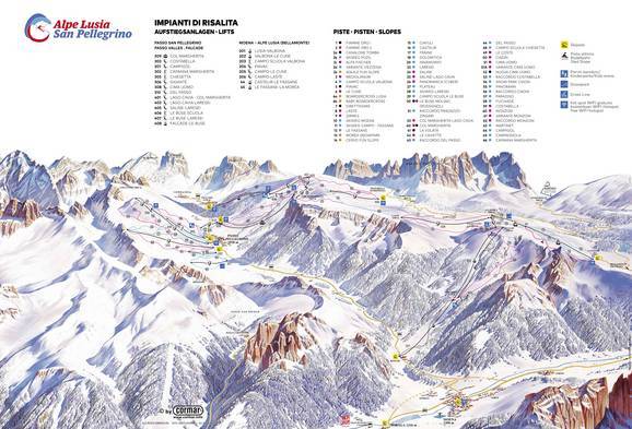 San Pellegrino Ski Map Trail Map Passo San Pellegrino/Falcade