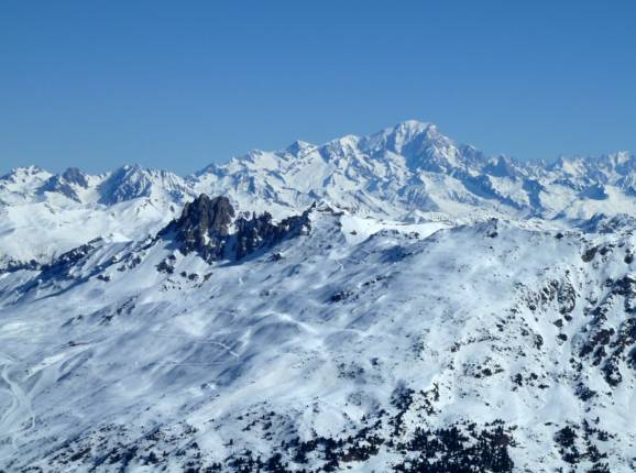 View towards Dent de Burgin with Mont Blanc in the background