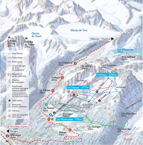 Les Marecottes Ski Map Trail Map Les Marécottes (Salvan)