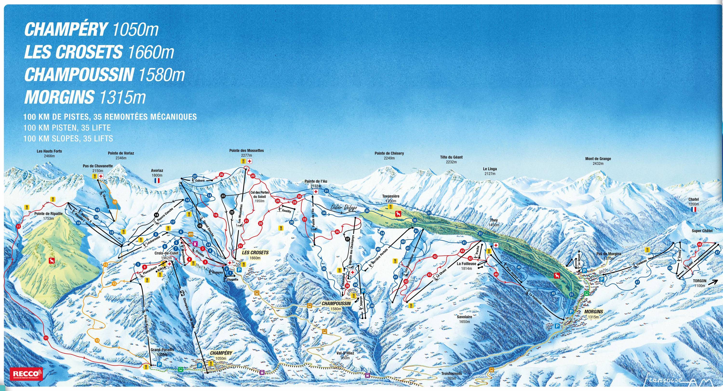 Portes Du Soleil Ski Map Trail Map Les Portes Du Soleil – Morzine/Avoriaz/Les  Gets/Châtel/Morgins/Champéry