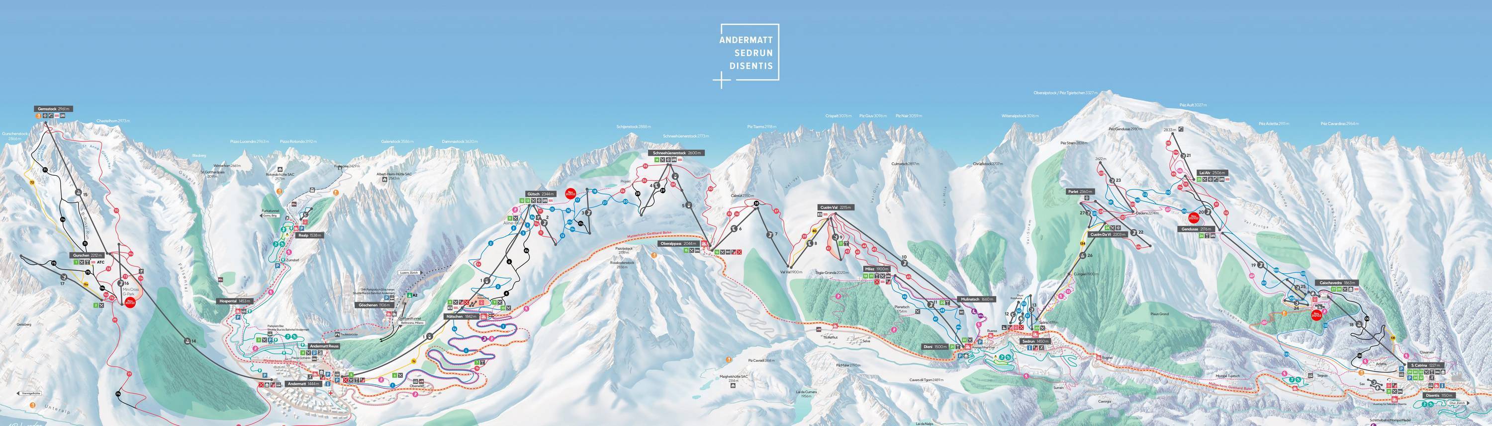 Trail map Andermatt/Oberalp/Sedrun