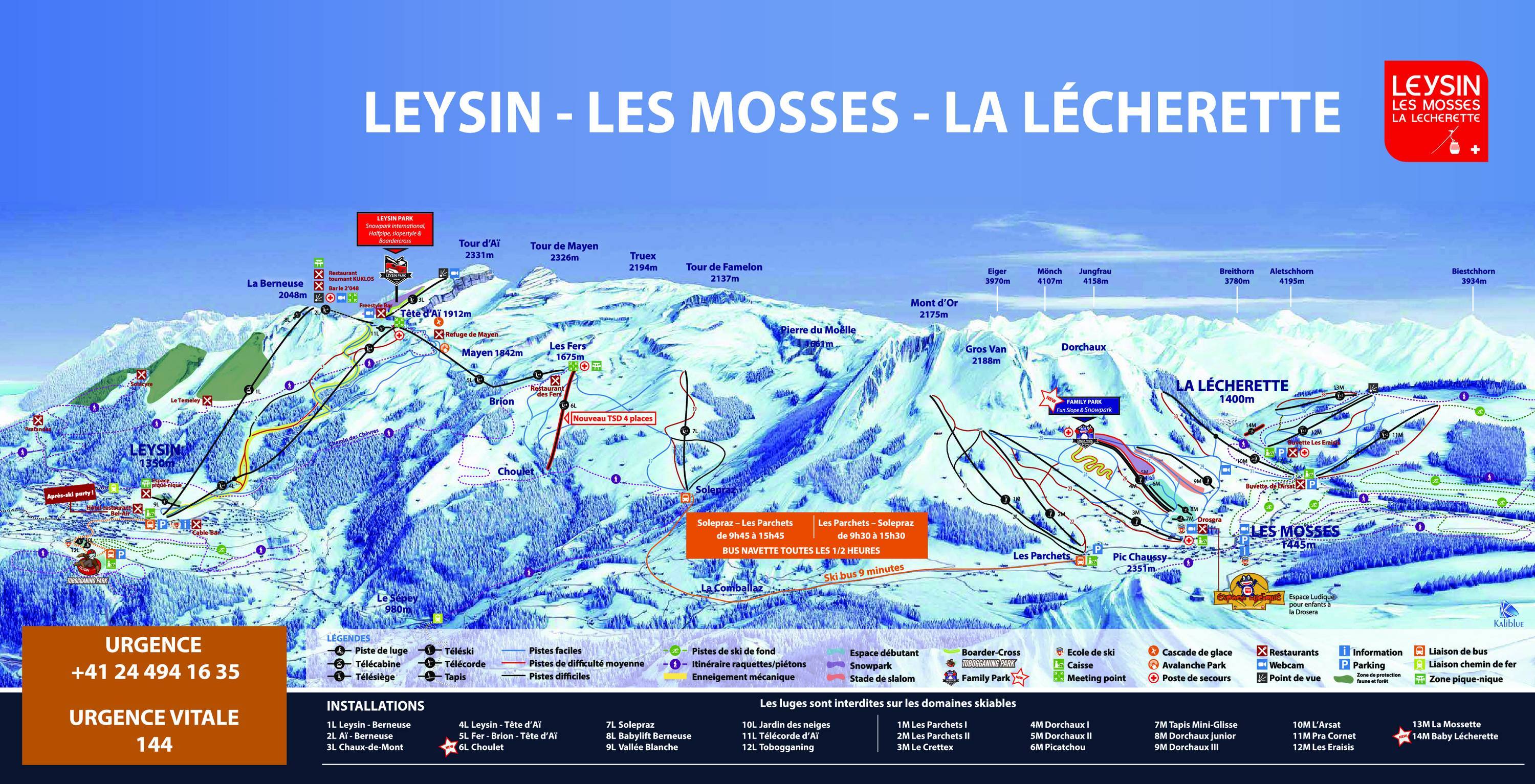 Les Mosses Ski Map Trail Map Leysin