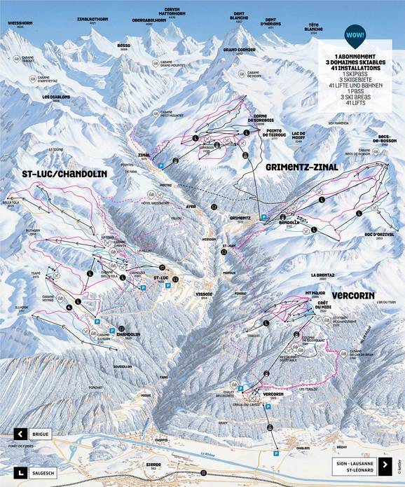 St Luc Ski Map Trail Map Saint Luc/Chandolin (Anniviers)