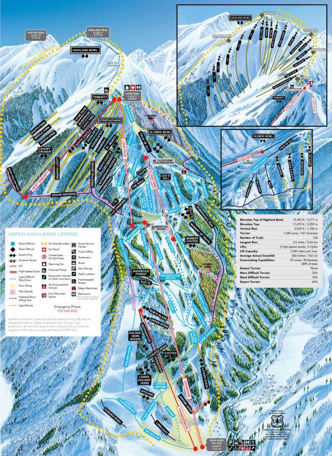 Aspen Ski Trail Map Trail Map Aspen Highlands